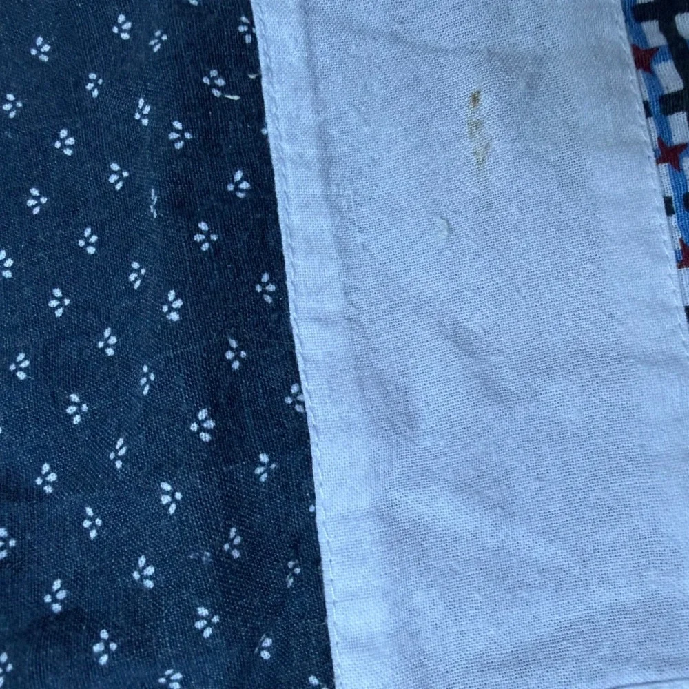 1. Handmade Patriotic Patchwork Quilt Top 70.5x54 Red White Blue Stars Americana